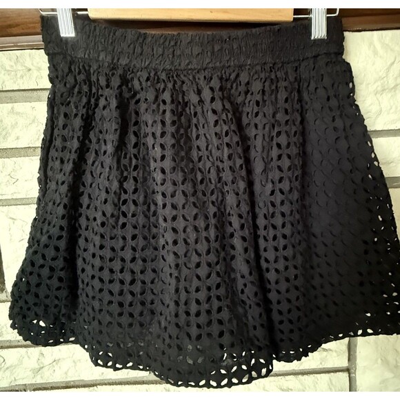 Madewell Black Eyelet Lined Pull On Mini Skirt Pockets Size X Small - Picture 6 of 6